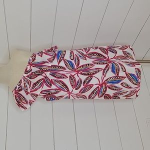 J. Crew One Shoulder Dress - Pink and Blue Leaf Print